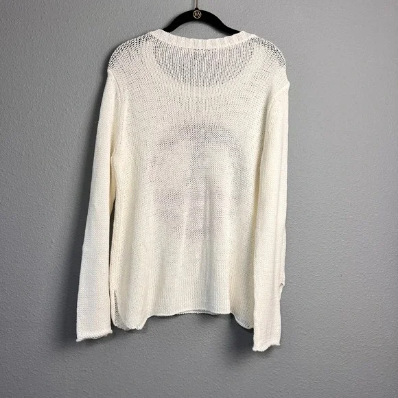 Wooden Ships Paola Buendia Peace Sign American Flag Knit Sweater White S/M 6012 - Picture 3 of 8